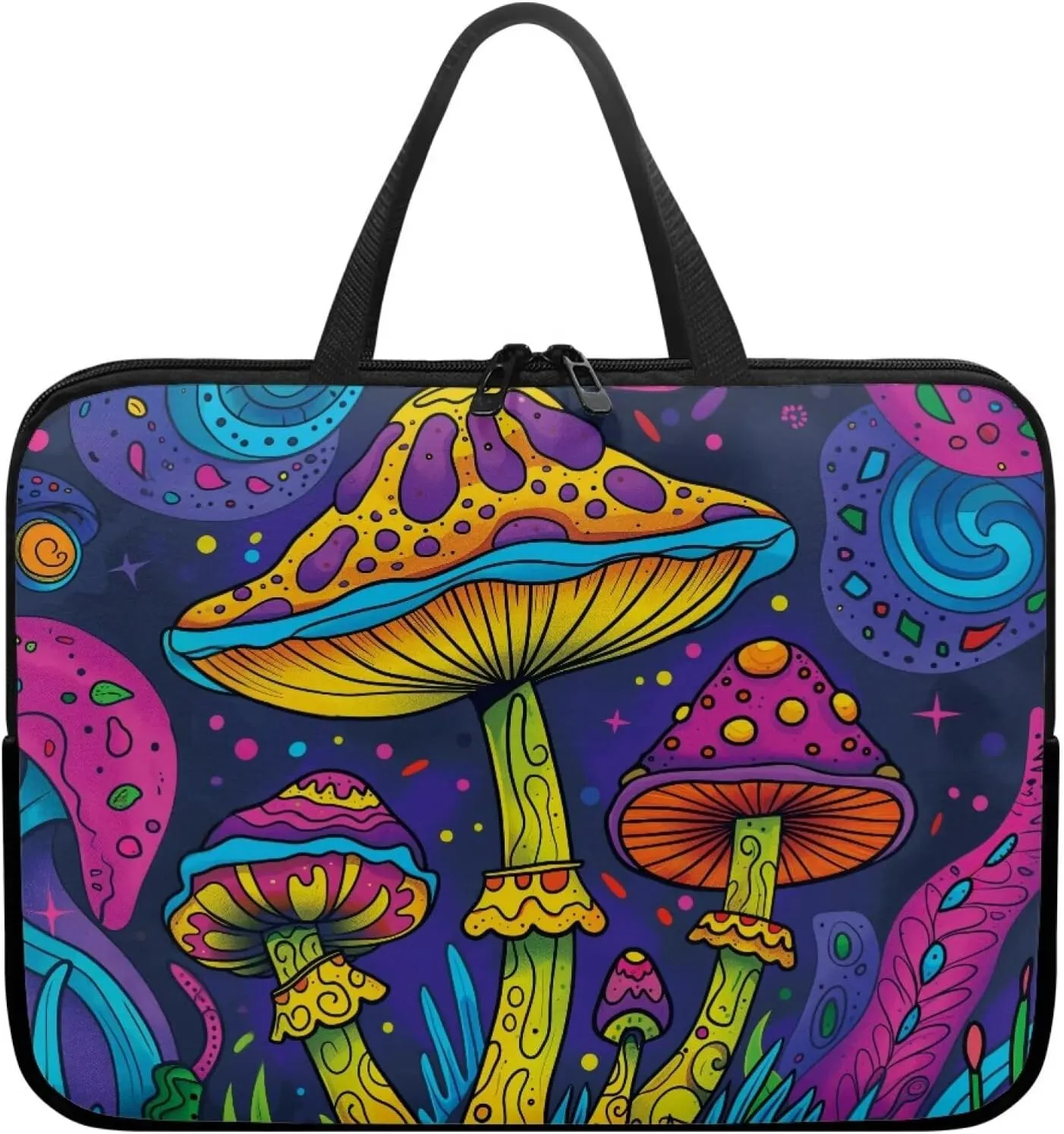 10-17 Inch Tablet Sleeves, Laptop Tote Bag with Handle, Zipper Tablet Case Sleeve Neoprene Laptop Shoulder Bag Briefcase, Lightweight Work Bag for Business Travel Office,Boho Mushroom