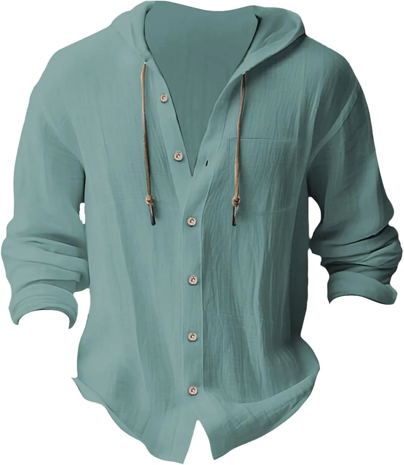 100 Percent Cotton Linen Hoodies for Men Long Sleeve Button Down Shirt Active Athletic Workout Sweatshirts for Men