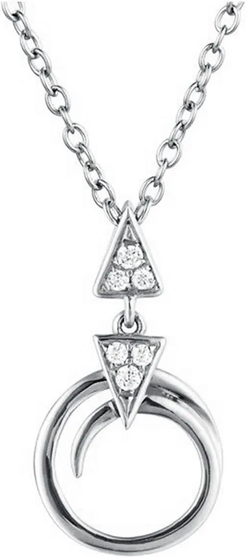 18 K White Gold Necklaces Women,Hollow Round and Triangle with Diamond and Moissanite Womens Chain Necklaces Silver