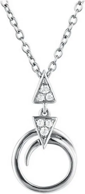 18 K White Gold Necklaces Women,Hollow Round and Triangle with Diamond and Moissanite Womens Chain Necklaces Silver