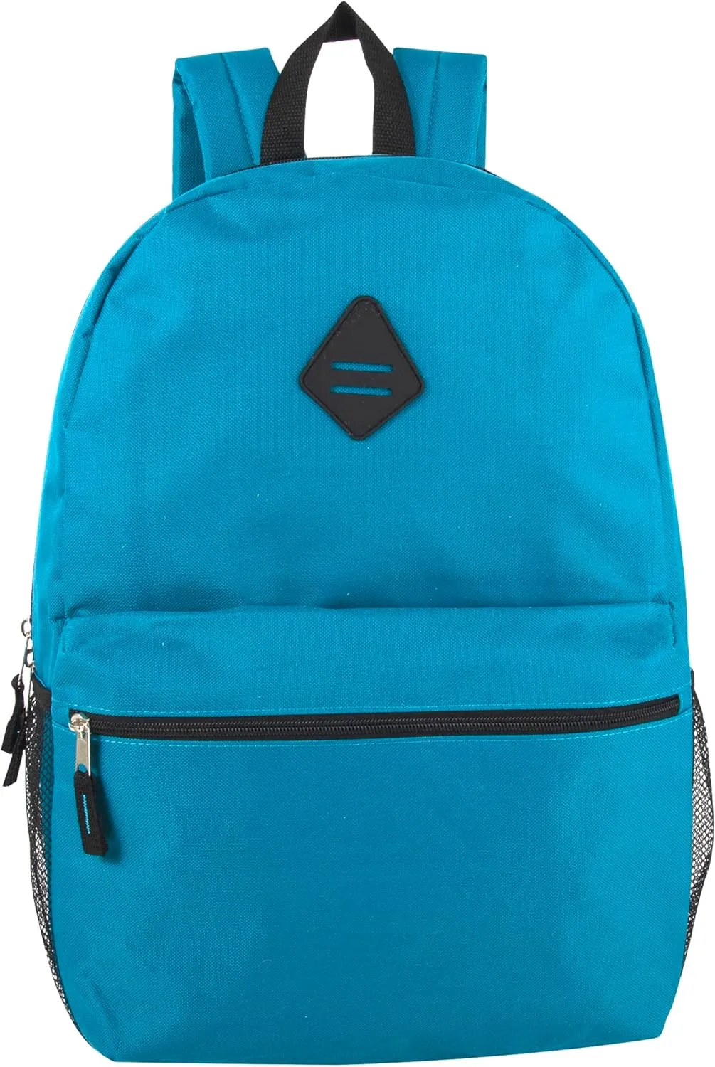 19 Inch School Backpacks with Mesh Side Pockets  Basic Large Solid Color Backpacks for Kids, Men, Women, Travel (Blue/Black)