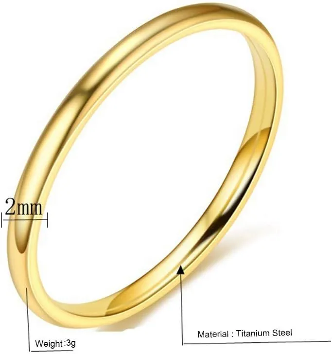 1MM Stainless Steel Plain Band Stacking Rings Fashion Thin Midi Rings Engagement Wedding Ring for Women Comfort