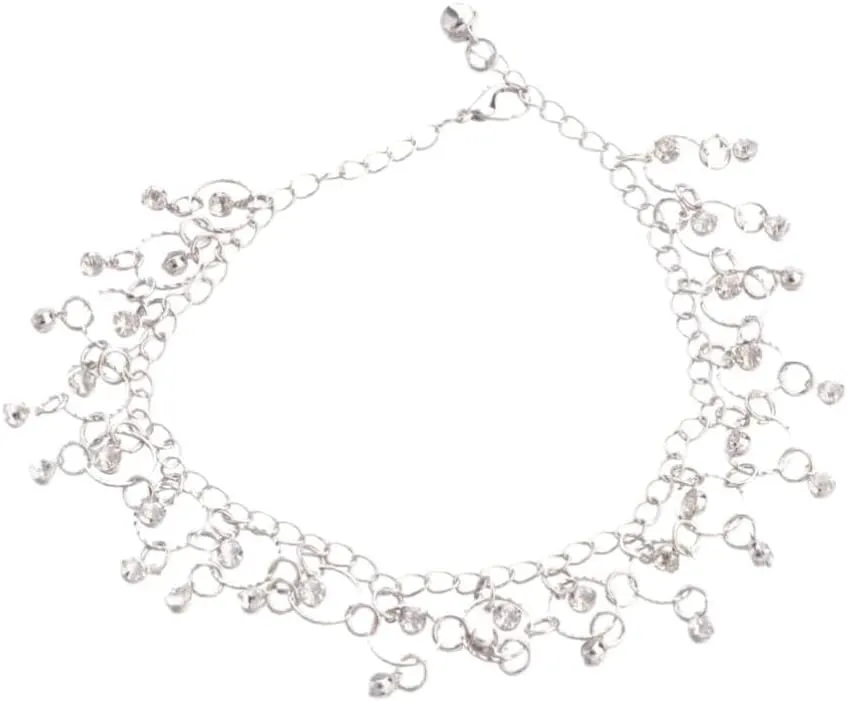 1Pc Rhinestone Tassel Anklet for Women Silver Beach Chain Foot Jewelry for Yoga Dance Anklets Birthdays Special Occasions