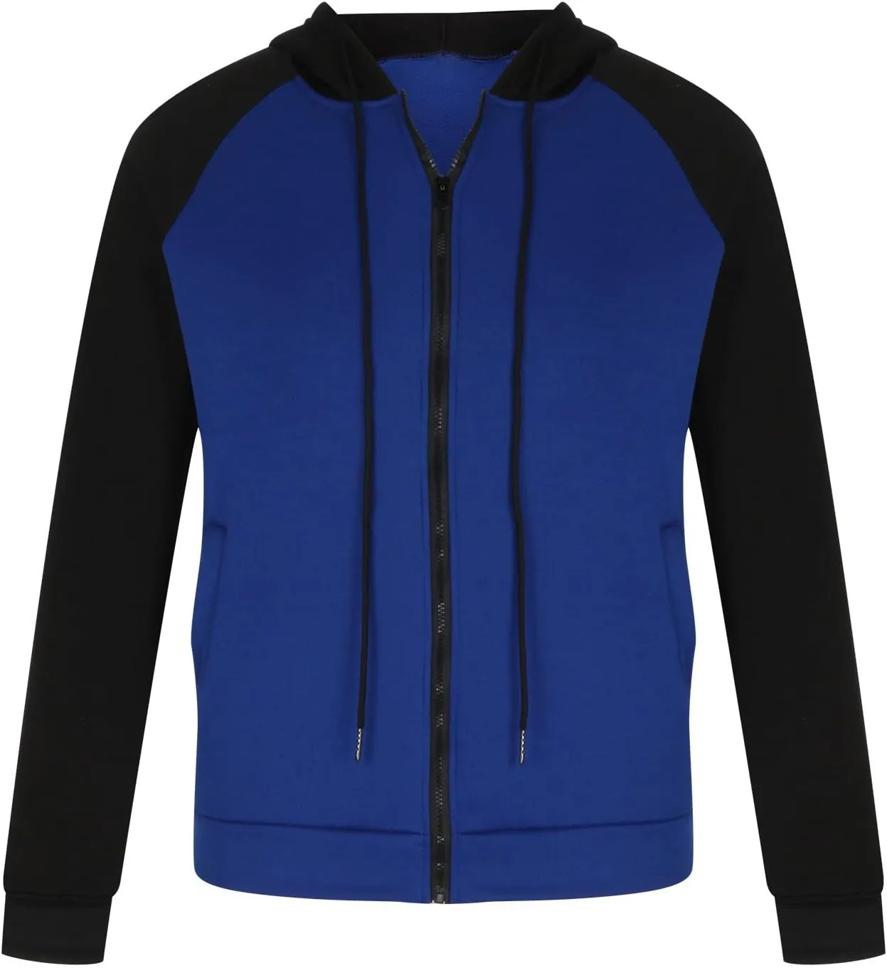 2 Pack Men's Novelty Color Block Hoodies Full Zip Track Jacket Casual Fleece Zipper Hoodie Hooded Sweatshirt