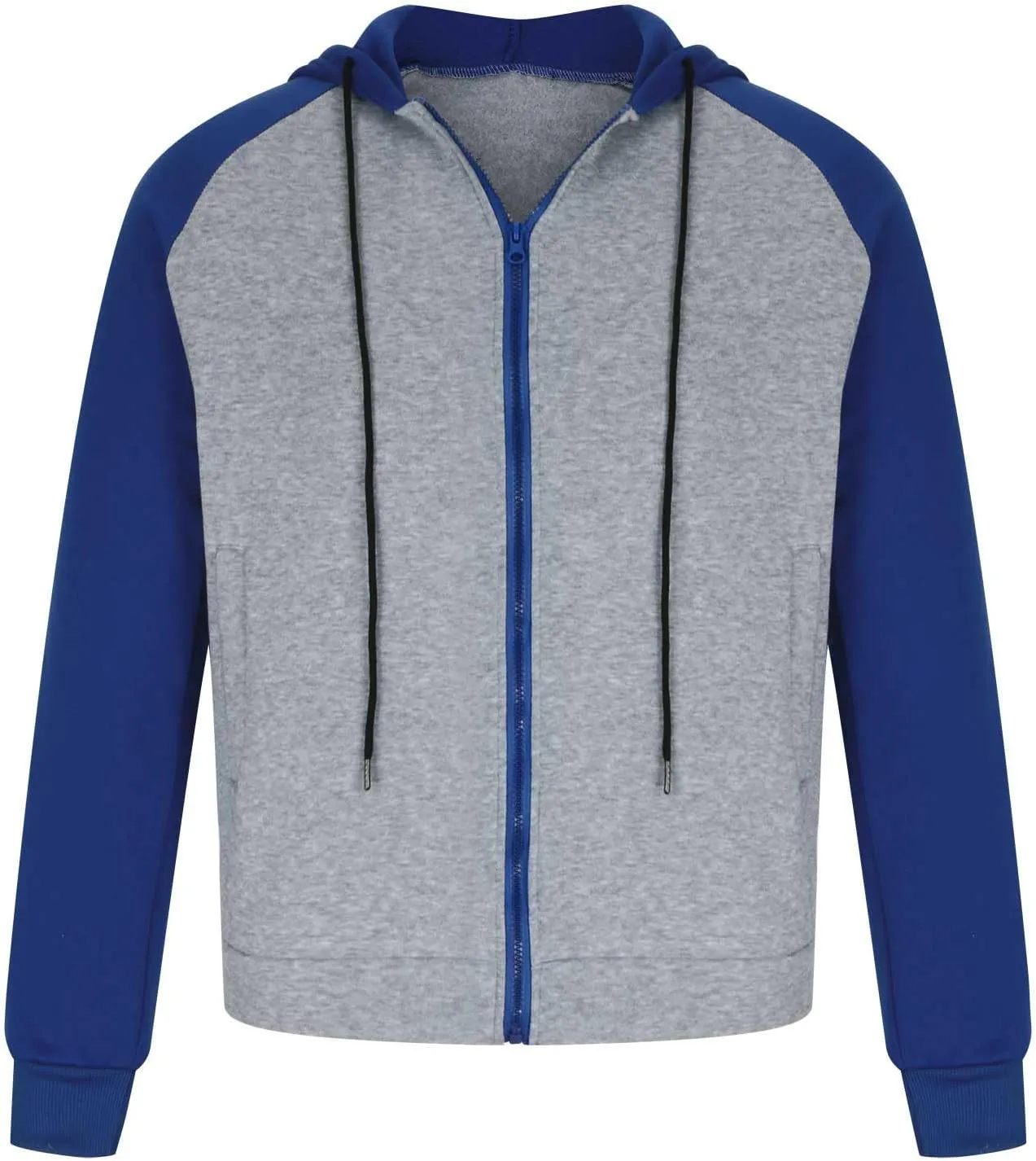 2 Pack Men's Novelty Color Block Hoodies Full Zip Track Jacket Casual Fleece Zipper Hoodie Hooded Sweatshirt