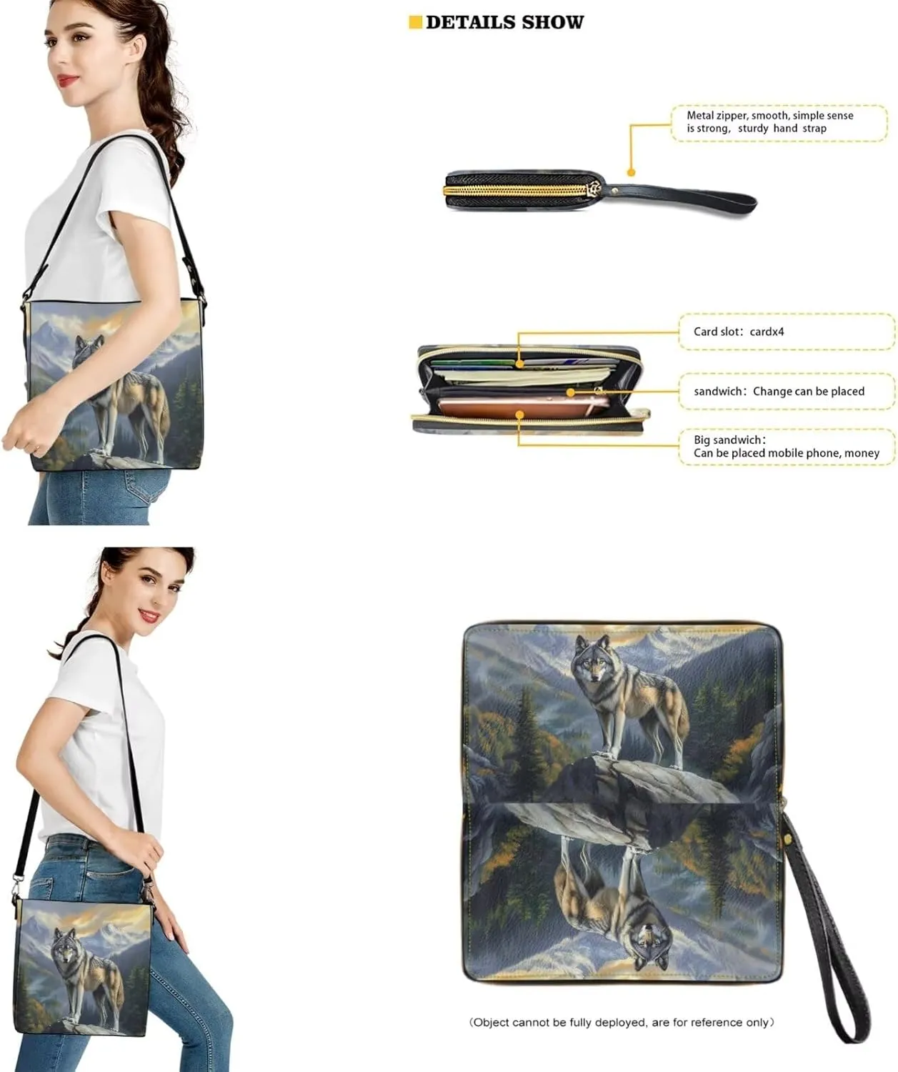 2 Pcs Leather Bucket Handbag Set Large Crossbody Hobo Bag Bucket Tote Bag with Leather Wallet with Adjustable Strap