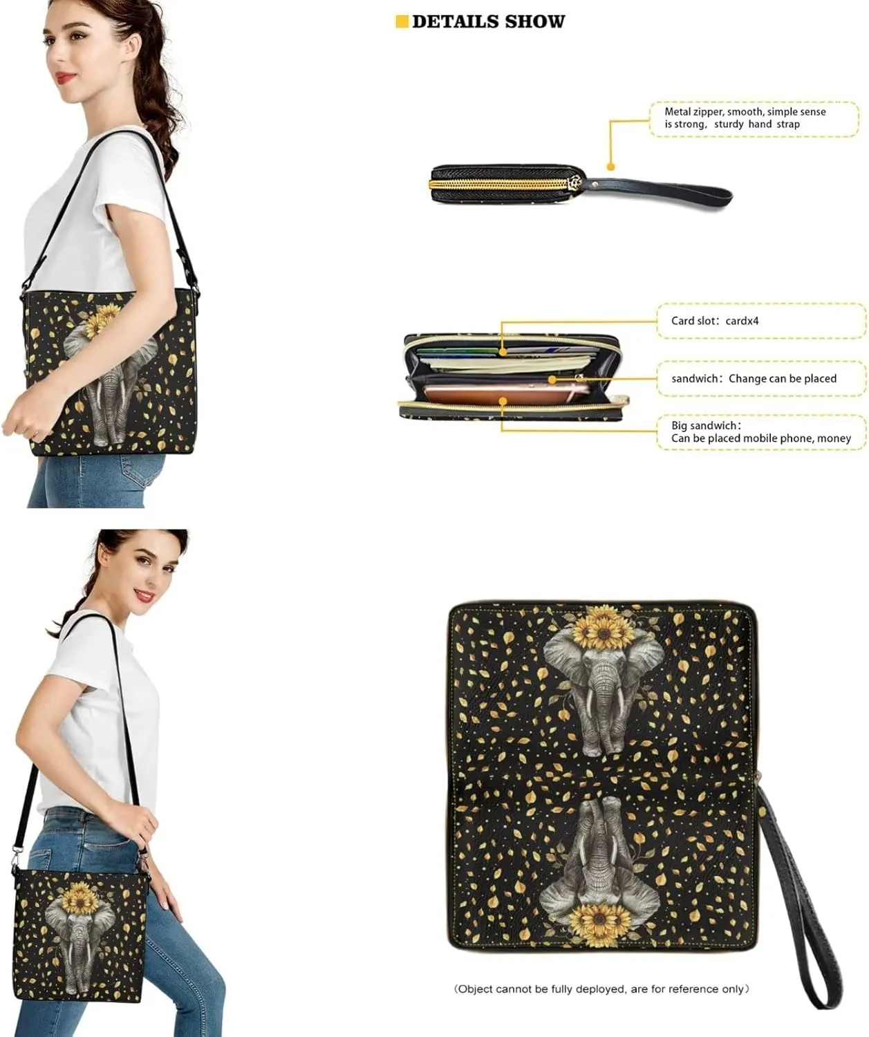 2 Pcs Leather Bucket Handbag Set Large Crossbody Hobo Bag Bucket Tote Bag with Leather Wallet with Adjustable Strap