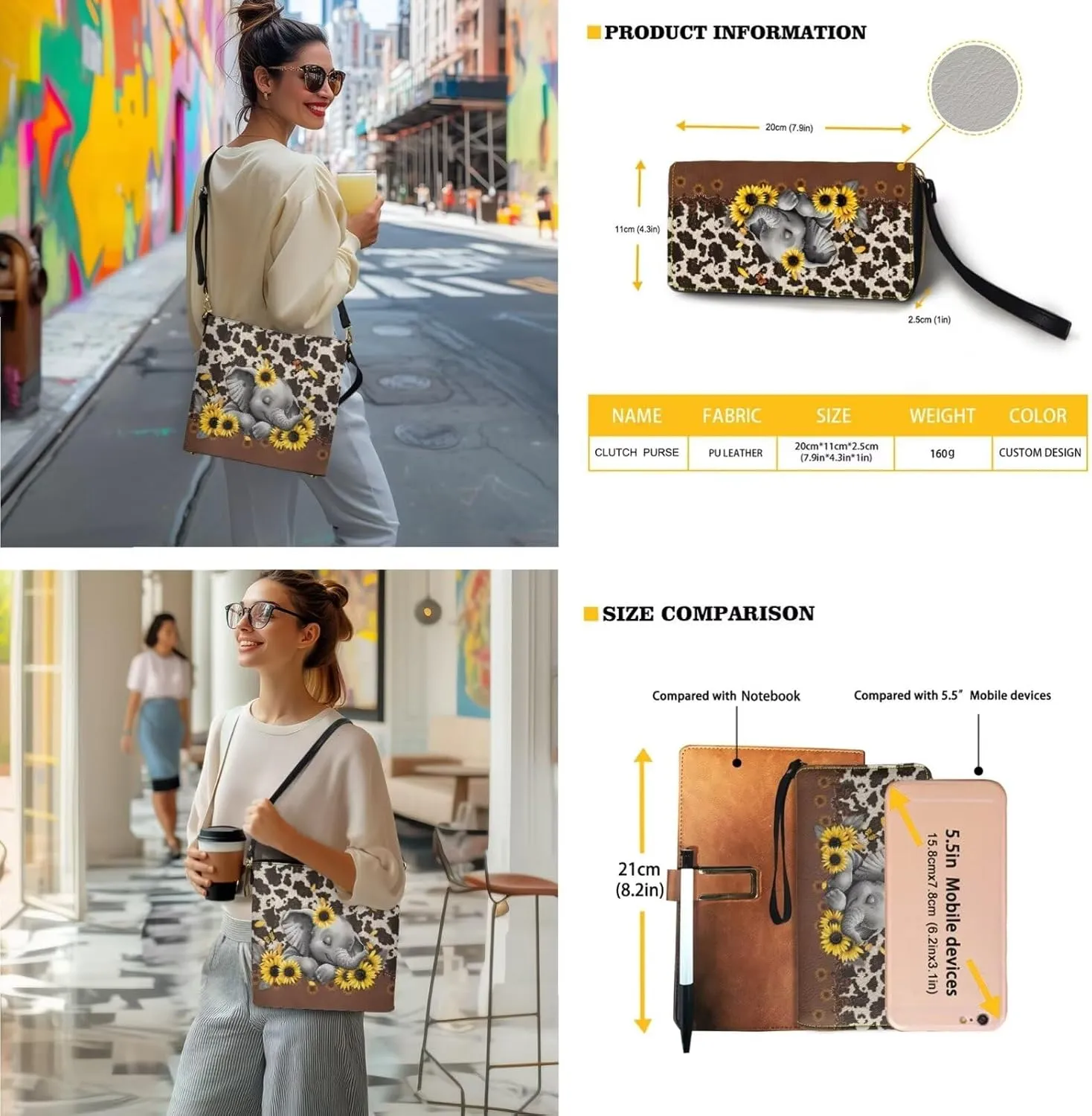 2 Pcs Leather Bucket Handbag Set Large Crossbody Hobo Bag Bucket Tote Bag with Leather Wallet with Adjustable Strap