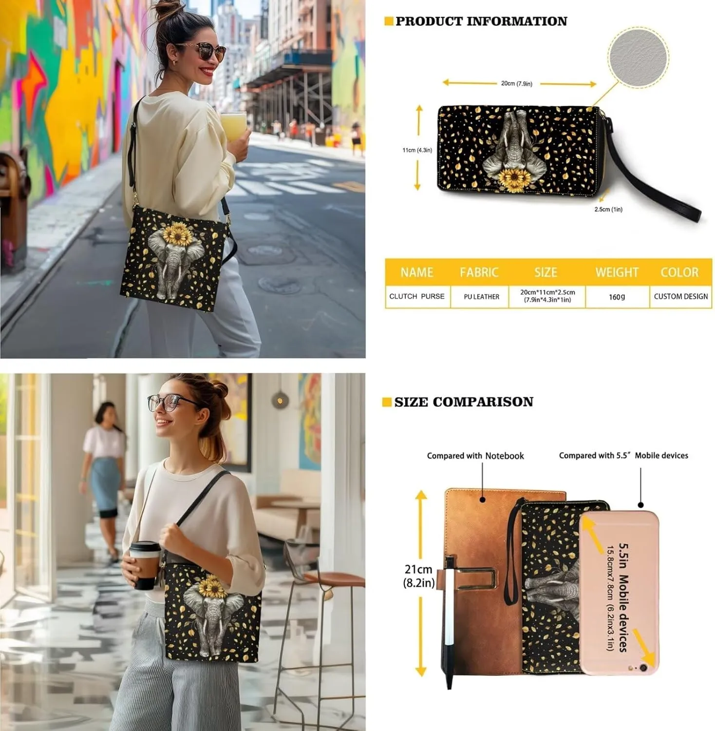 2 Pcs Leather Bucket Handbag Set Large Crossbody Hobo Bag Bucket Tote Bag with Leather Wallet with Adjustable Strap