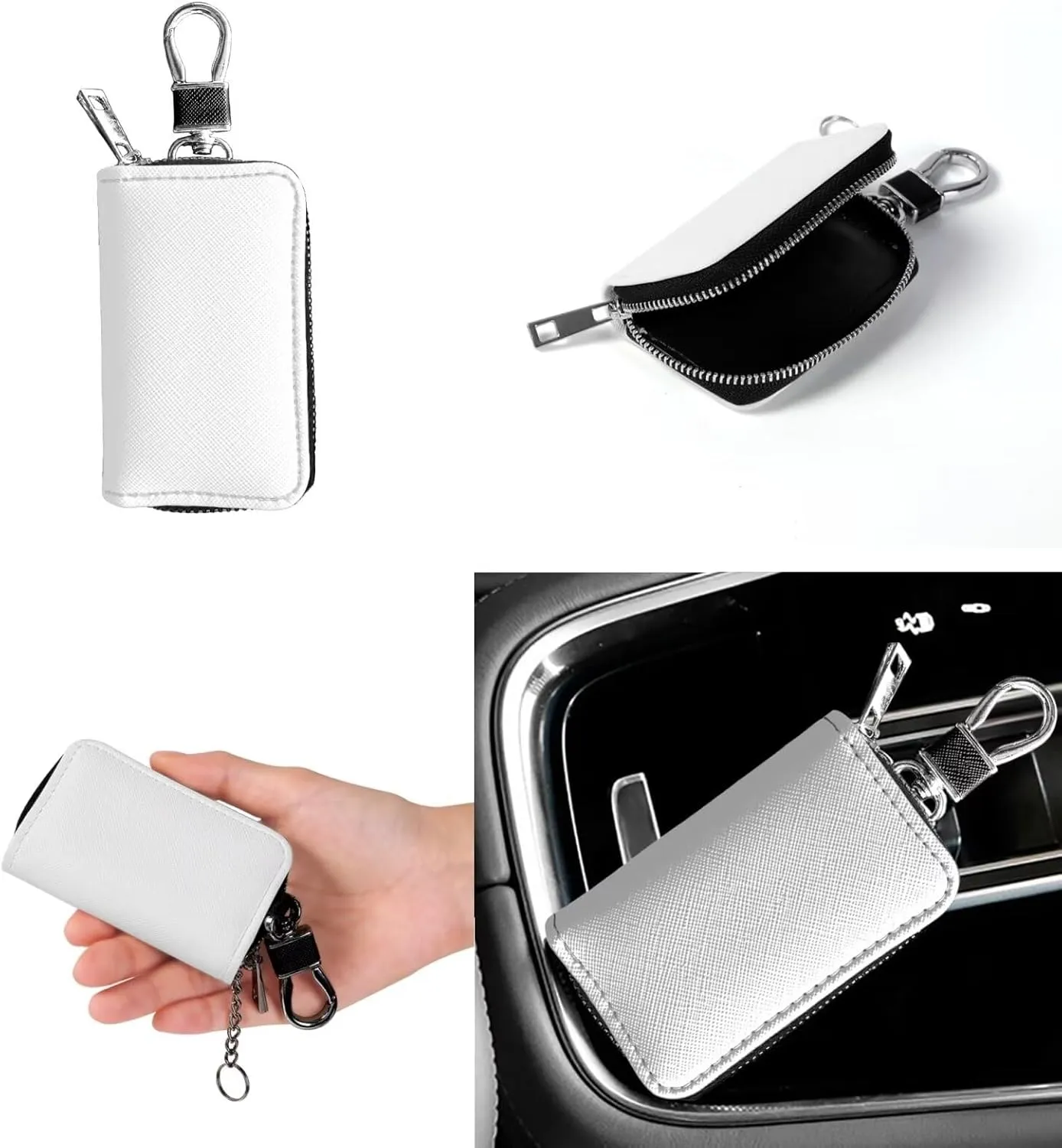 2 Pcs Messenger Bag for Women Crossbody Leather Waterproof Satchel Bag Matching Car Key Fob Protector Case