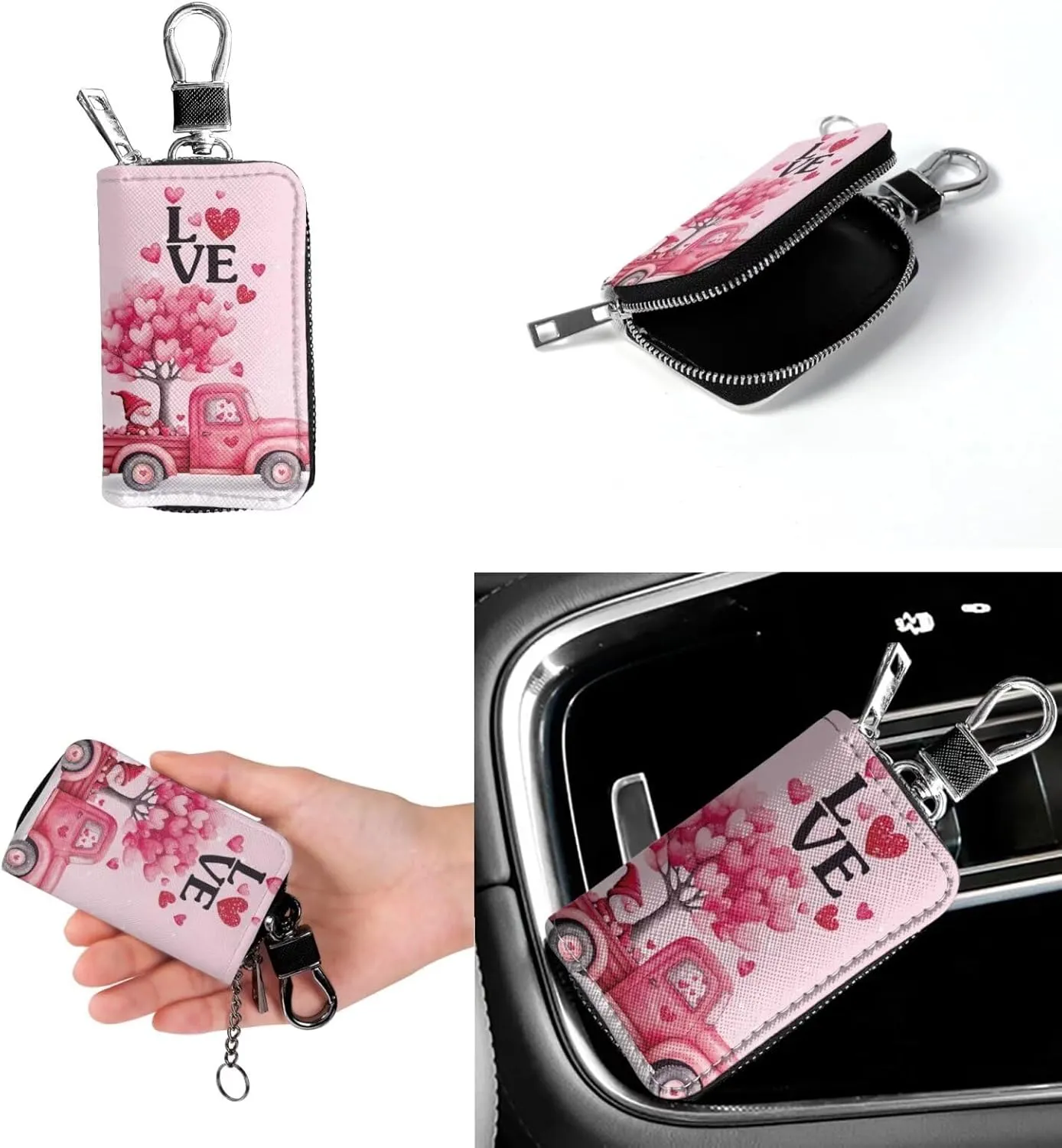 2 Pcs Messenger Bag for Women Crossbody Leather Waterproof Satchel Bag Matching Car Key Fob Protector Case