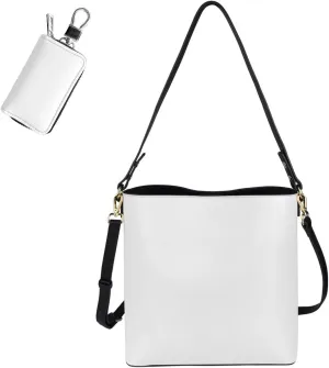 2 Pcs Messenger Bag for Women Crossbody Leather Waterproof Satchel Bag Matching Car Key Fob Protector Case