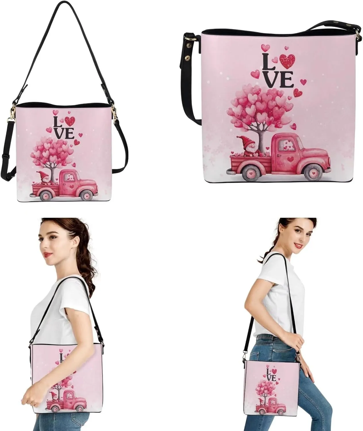 2 Pcs Messenger Bag for Women Crossbody Leather Waterproof Satchel Bag Matching Car Key Fob Protector Case