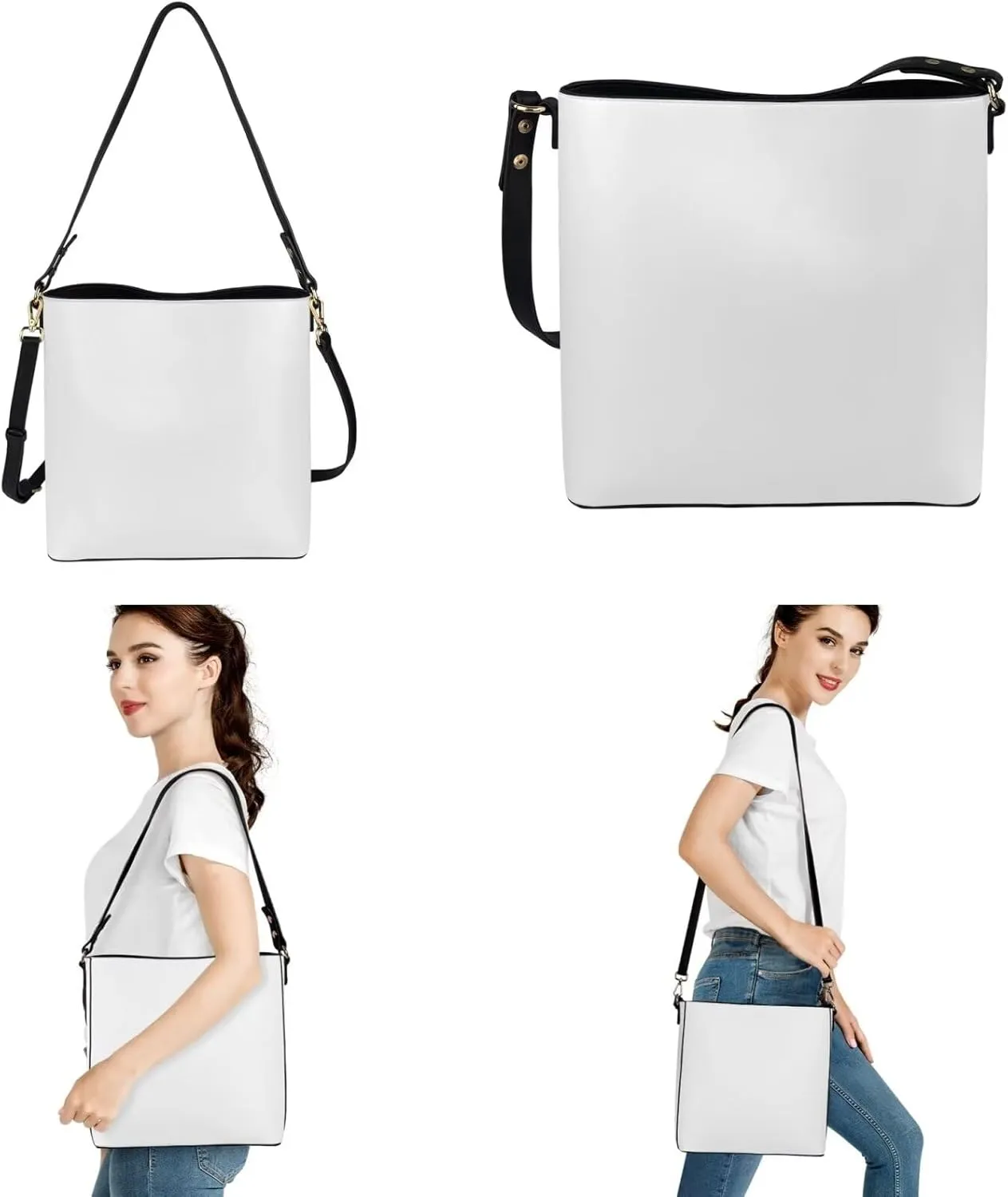 2 Pcs Messenger Bag for Women Crossbody Leather Waterproof Satchel Bag Matching Car Key Fob Protector Case
