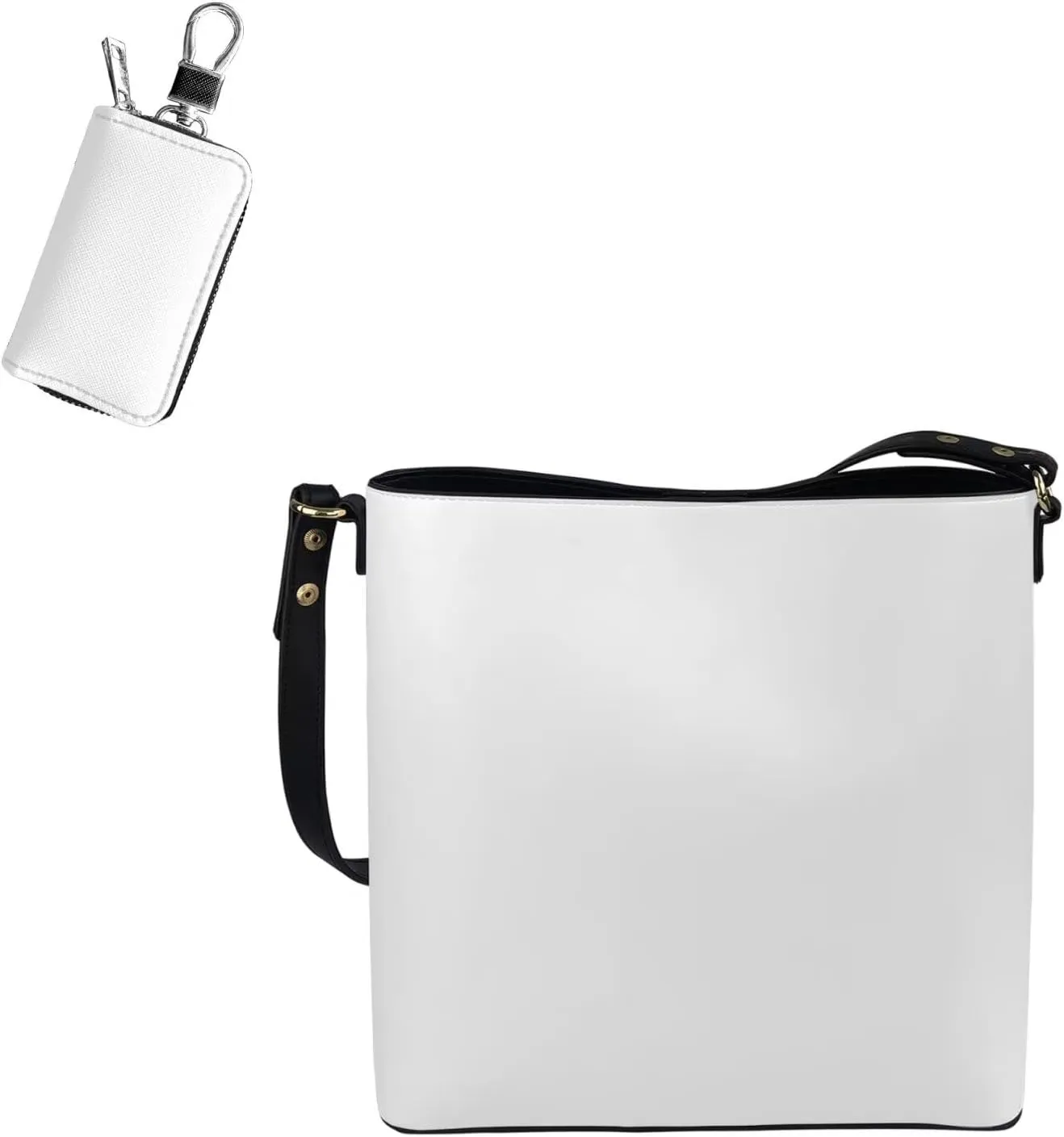 2 Pcs Messenger Bag for Women Crossbody Leather Waterproof Satchel Bag Matching Car Key Fob Protector Case