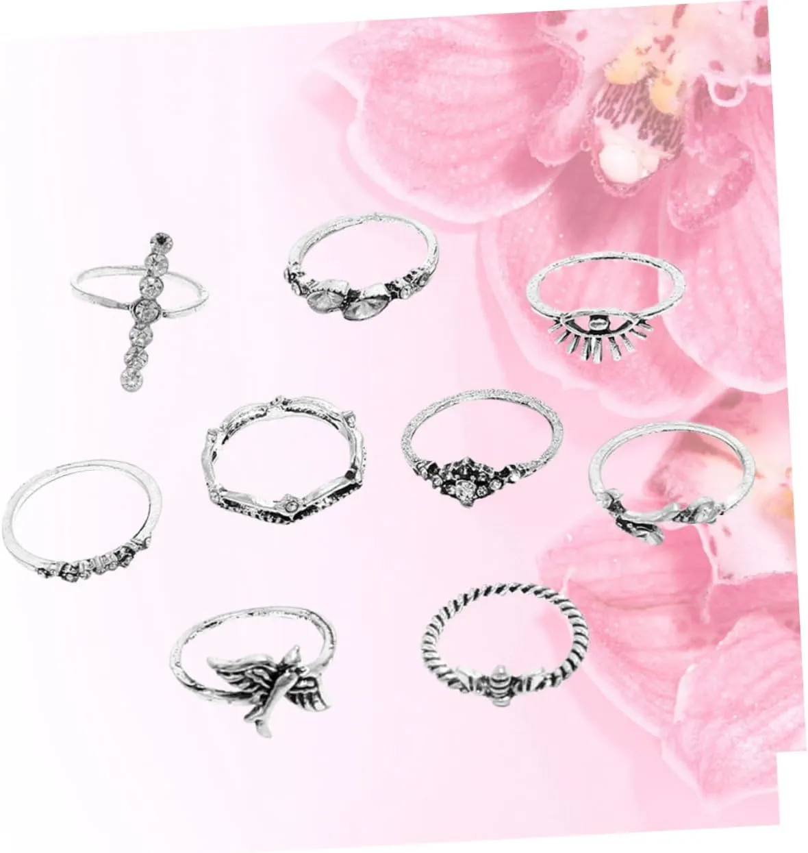 2 Sets 9pcs Ladies Suits Women Rings Vintage Rings Bohemian Rings Ladies Rings Jewlery Kit Antique Rings