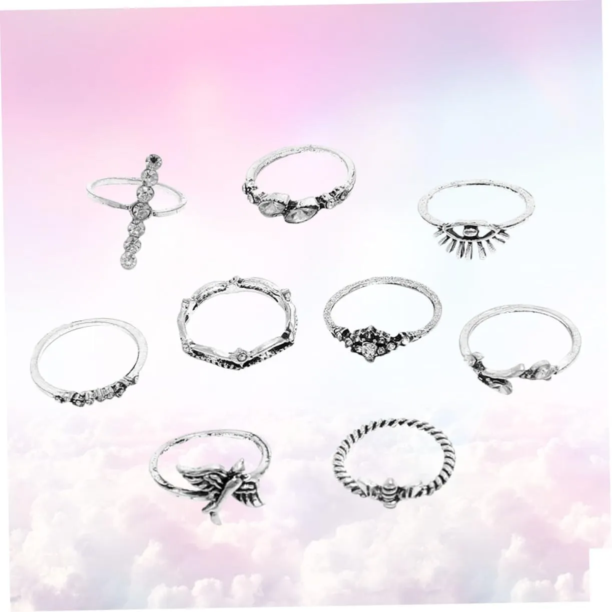 2 Sets 9pcs Ladies Suits Women Rings Vintage Rings Bohemian Rings Ladies Rings Jewlery Kit Antique Rings