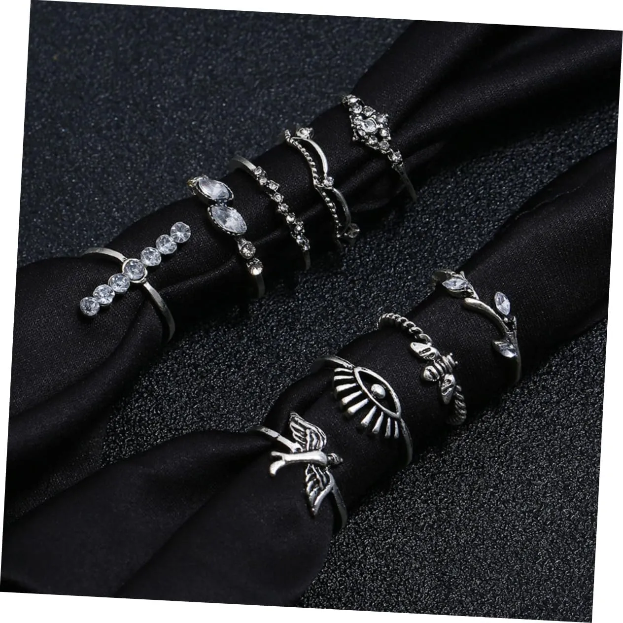2 Sets 9pcs Ladies Suits Women Rings Vintage Rings Bohemian Rings Ladies Rings Jewlery Kit Antique Rings