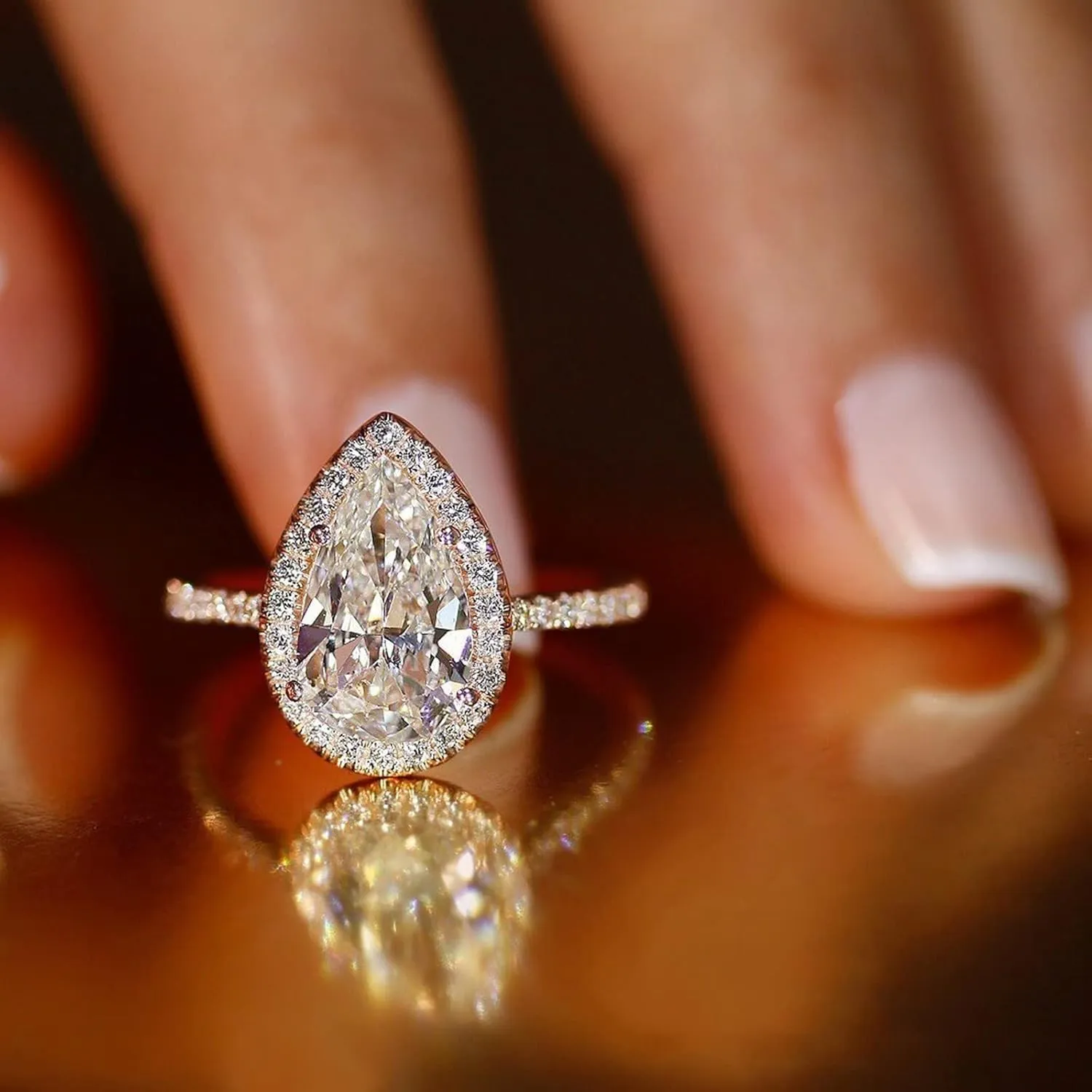2pc Stacked Engagement Rings Set Wedding Promise Rings for Women Pear-Shaped CZ Teardrop Solitaire Ring Band