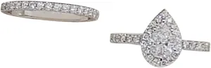 2pc Stacked Engagement Rings Set Wedding Promise Rings for Women Pear-Shaped CZ Teardrop Solitaire Ring Band