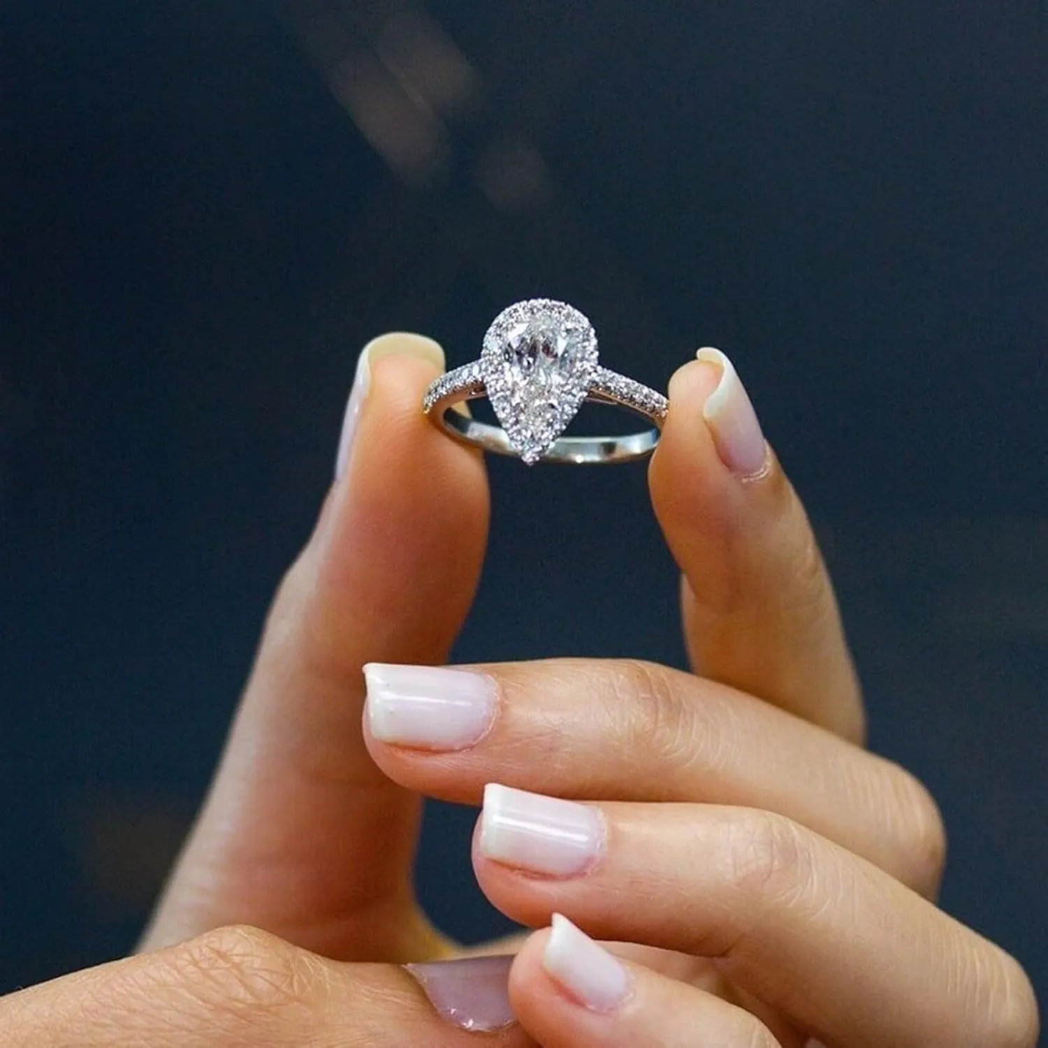 2pc Stacked Engagement Rings Set Wedding Promise Rings for Women Pear-Shaped CZ Teardrop Solitaire Ring Band