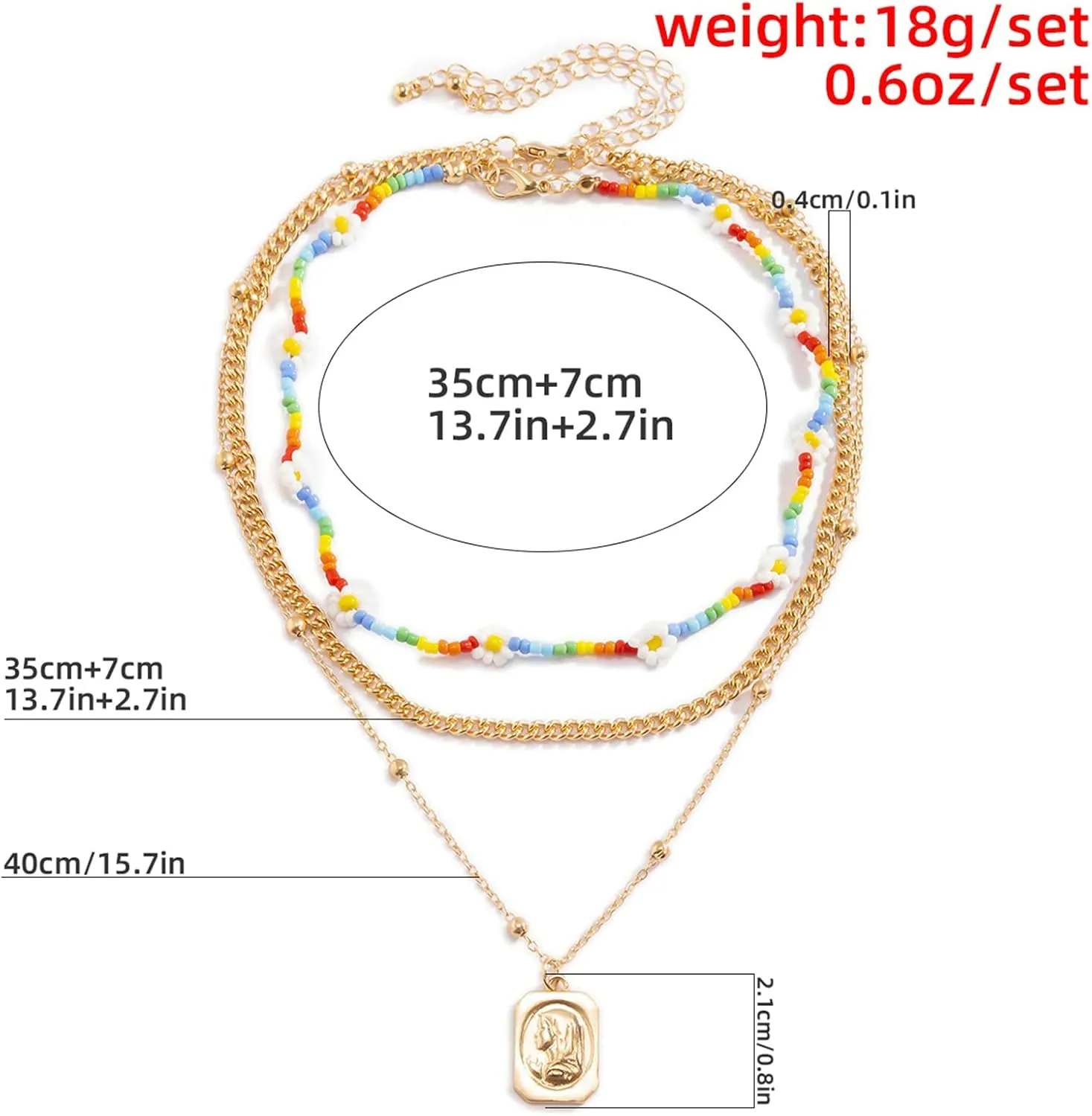 3 Layer Layered Chain Necklaces for Women , Beaded Chain Coin Pendant Layered Gold Necklaces for Women Chain