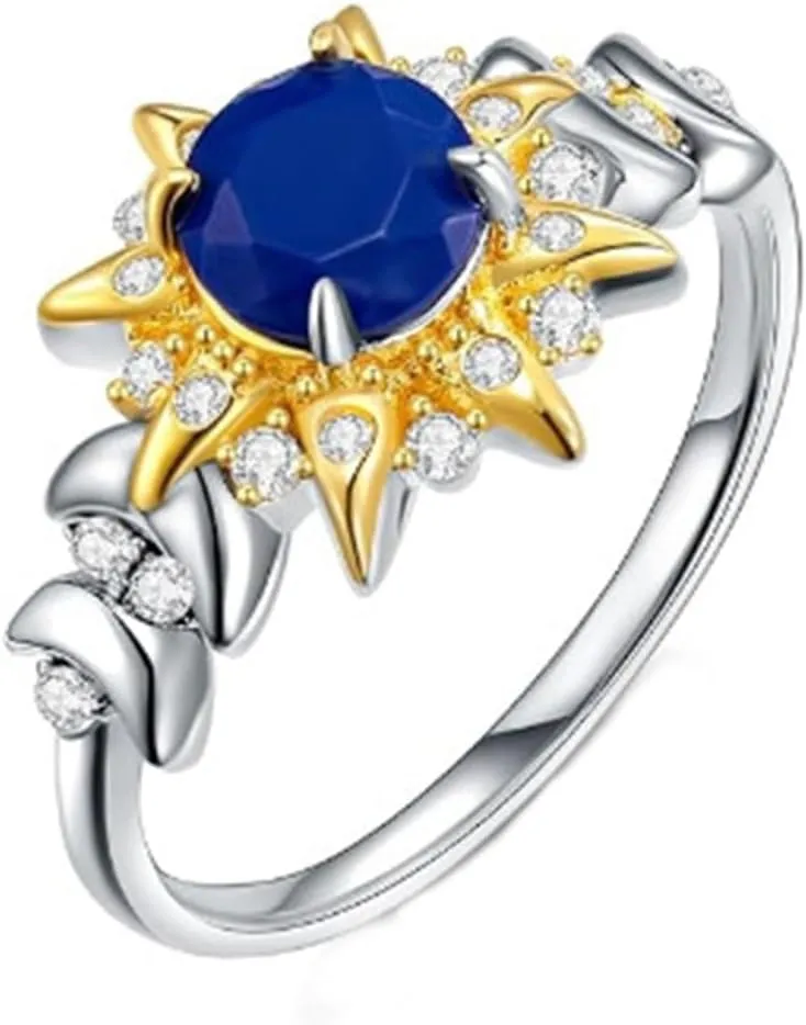 925 Sterling Silver Gemstone Ring for Women,Gold Plated Cubic Zirconia Birthstone Rings for Her Stackable Knuckle Ring Gifts