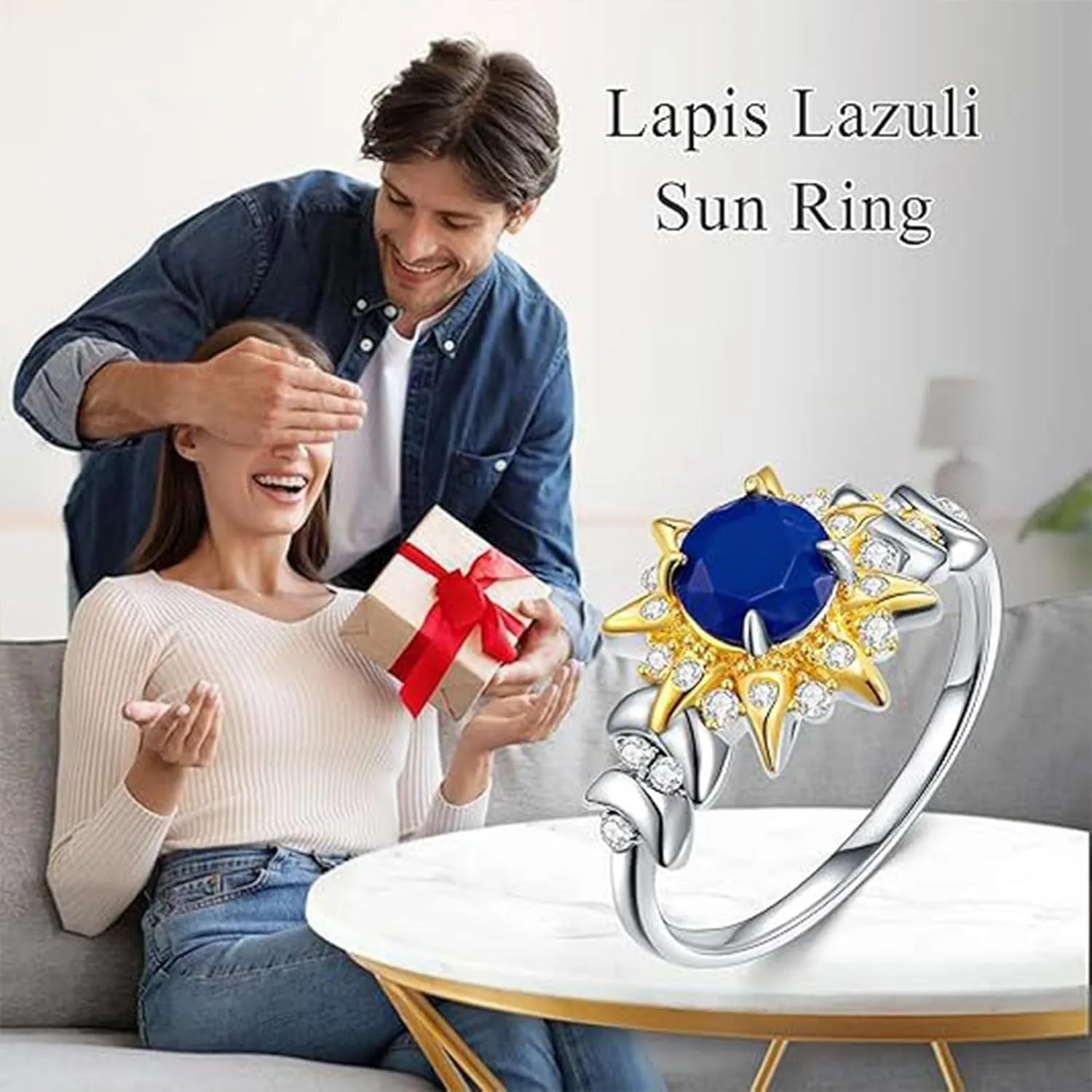 925 Sterling Silver Gemstone Ring for Women,Gold Plated Cubic Zirconia Birthstone Rings for Her Stackable Knuckle Ring Gifts