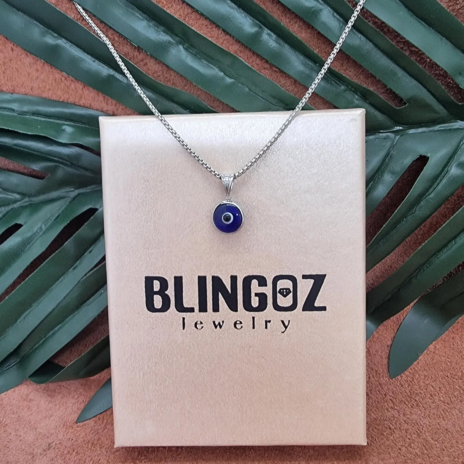 925 Sterling Silver Thick Popcorn | Round Cube Chain Evil Eye Necklace | Available in Gold or Silver | 18 2 Inch Adjustable Chain