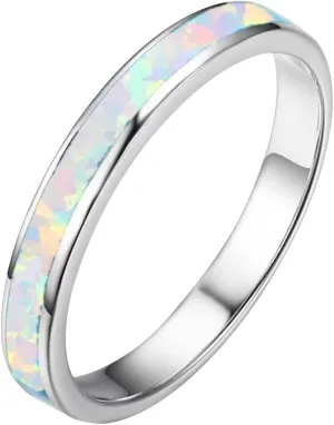 925 Sterling Silver Wedding Band for Woman,Blue Turquoise Inlaid Stackable Engagement Ring for Her Bridal Fashion Jewelry Set