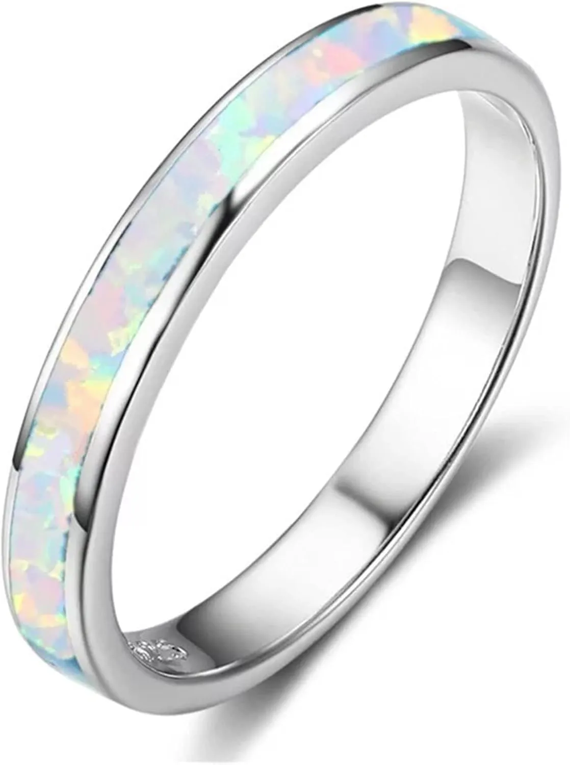 925 Sterling Silver Wedding Band for Woman,Blue Turquoise Inlaid Stackable Engagement Ring for Her Bridal Fashion Jewelry Set