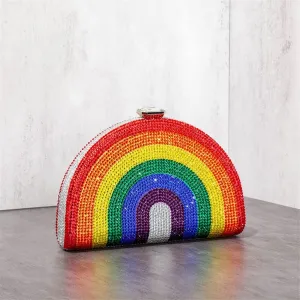 AAGAZA Rainbow Color Crystal Evening Clutch Bags Wedding Party Women Rhinestone Purses and Handbags /885