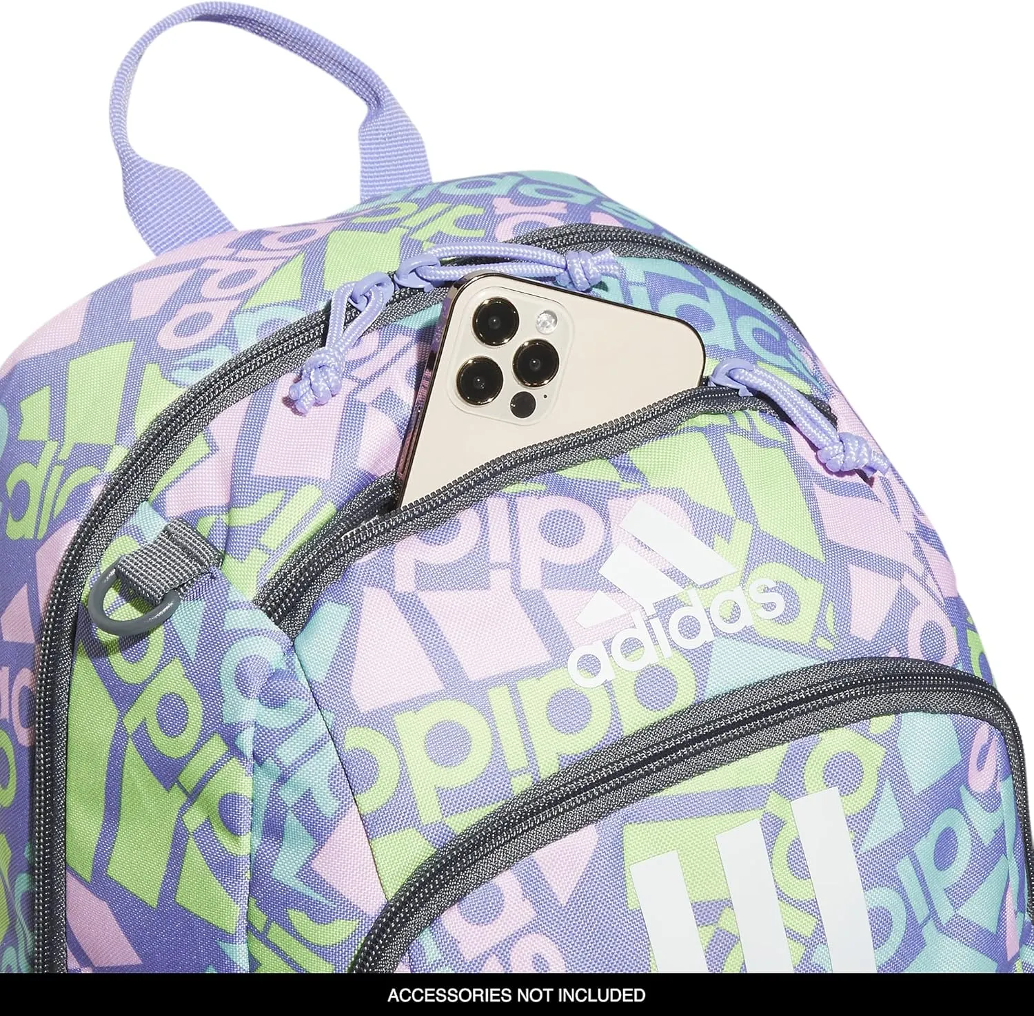 adidas Creator Laptop Backpack for Women and Men, Comfortable and Durable Small Athletic Bag, Adi Multi Collage Light Purple/Onix Grey/White, One Size