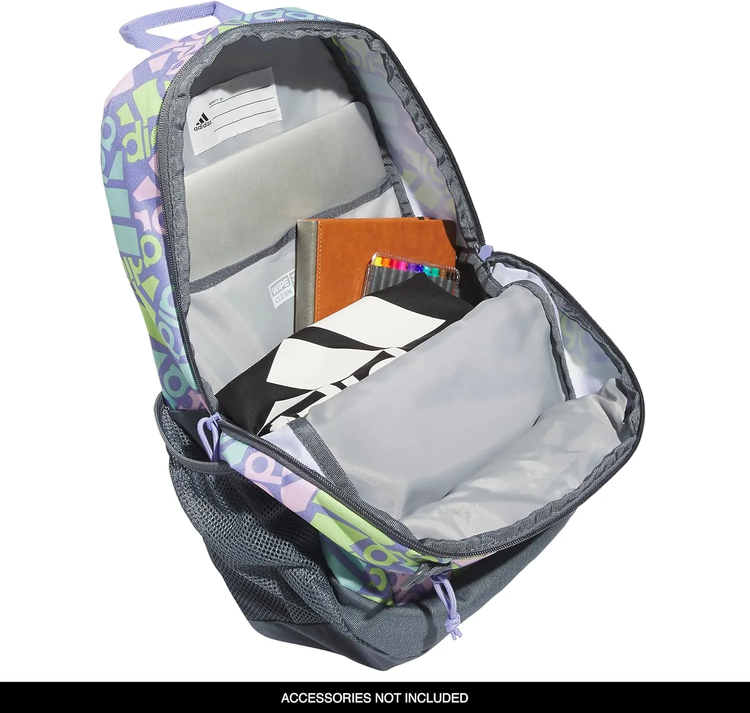 adidas Creator Laptop Backpack for Women and Men, Comfortable and Durable Small Athletic Bag, Adi Multi Collage Light Purple/Onix Grey/White, One Size