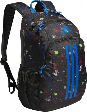 adidas Creator Laptop Backpack for Women and Men, Comfortable and Durable Small Athletic Bag, Icon Brand Love Black/Bright Royal Blue, One Size