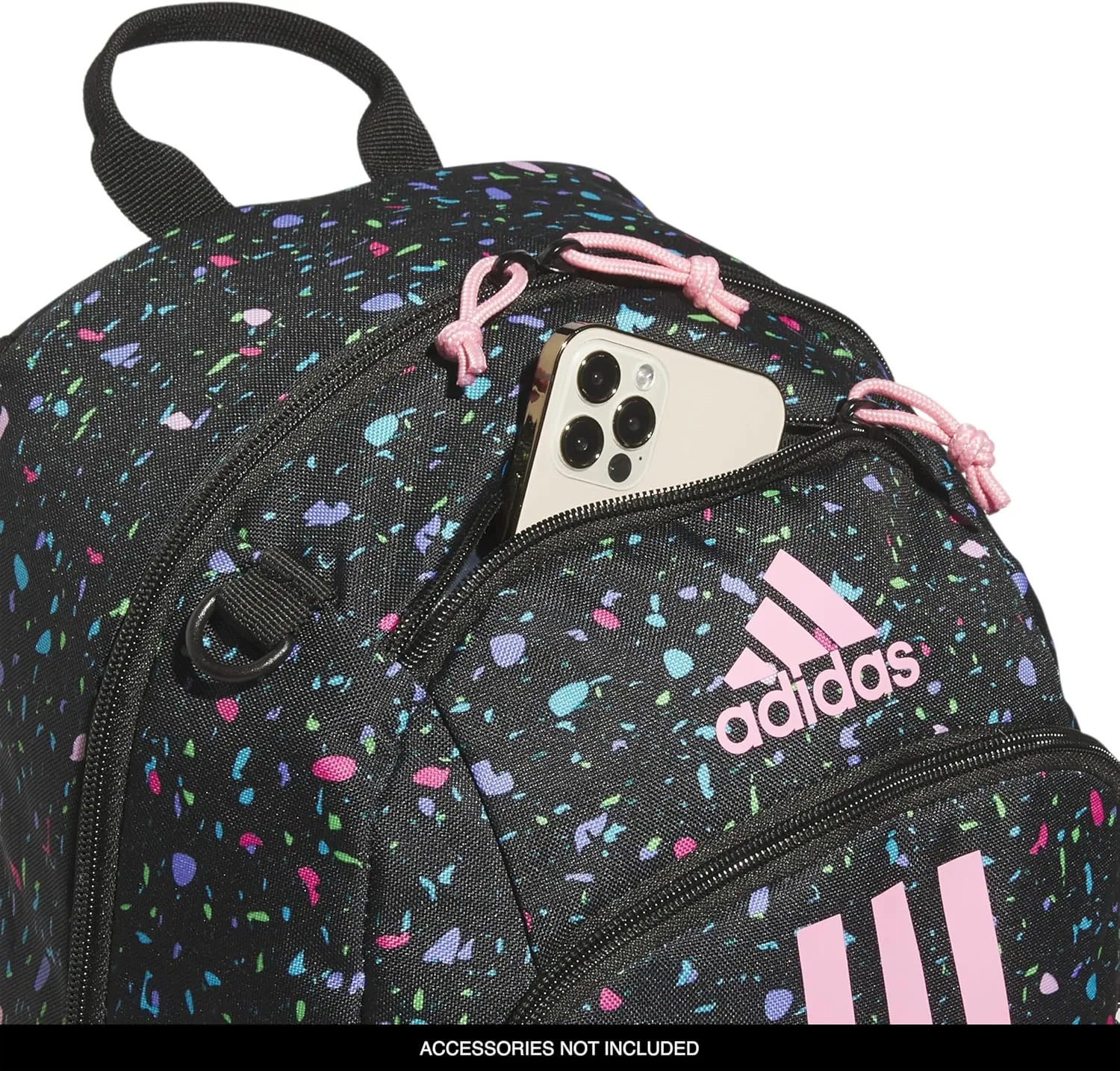 adidas Creator Laptop Backpack for Women and Men, Comfortable and Durable Small Athletic Bag, Speckle Black/Bliss Pink/Black, One Size