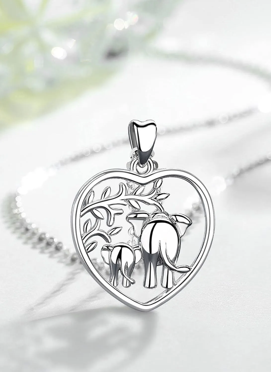 AEONSLOVE 925 Sterling Silver Animal Necklaces, Elephant/Sea Turtle/Highland Cow Pendant Necklaces Animals Jewelry Gifts for Women