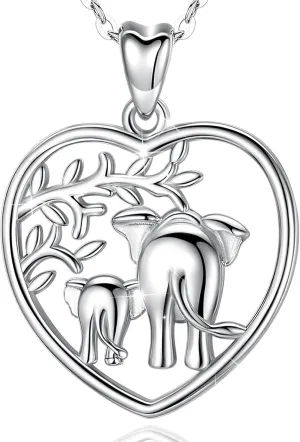 AEONSLOVE 925 Sterling Silver Animal Necklaces, Elephant/Sea Turtle/Highland Cow Pendant Necklaces Animals Jewelry Gifts for Women