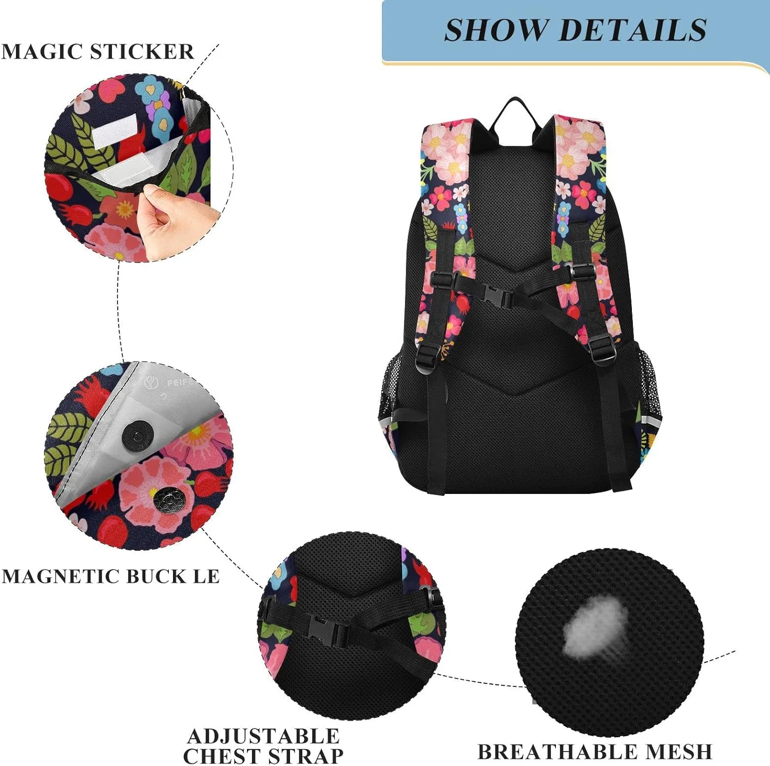 ALAZA Colorful Floral Backpacks Travel Laptop Backpack