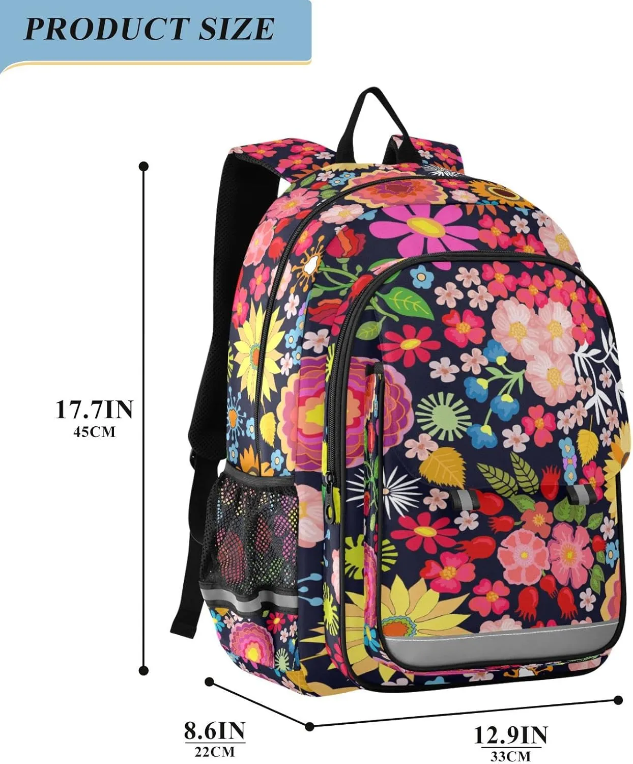 ALAZA Colorful Floral Backpacks Travel Laptop Backpack