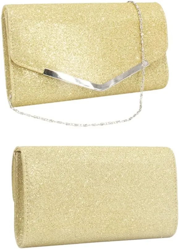 Angoily 3-in-1 STYLE Evening Bag Handbag Shoulder With Magnetic Button Closure Chain Bag for Women Ladies Sparkling Party
