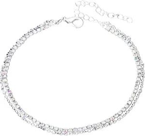 Anklets For Women Adjustable Silver Shiny Tennis Anklets Summer Jewelry Dainty 2in1 Chain Anklets Twinkle Cubic Zircon Diamond Anklet Foot Chain
