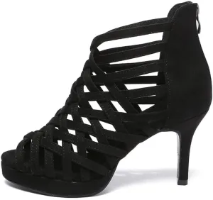 AOQUNFS Women's Ballroom Dance Shoes Platform Salsa Practice Performance Dance Boots,Model D33