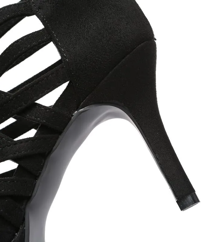 AOQUNFS Women's Ballroom Dance Shoes Platform Salsa Practice Performance Dance Boots,Model D33