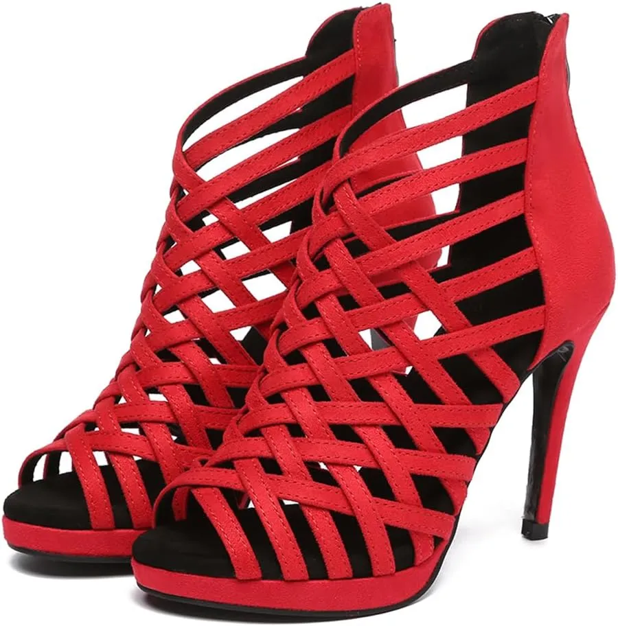 AOQUNFS Women's Ballroom Dance Shoes Platform Salsa Practice Performance Dance Boots,Model D33
