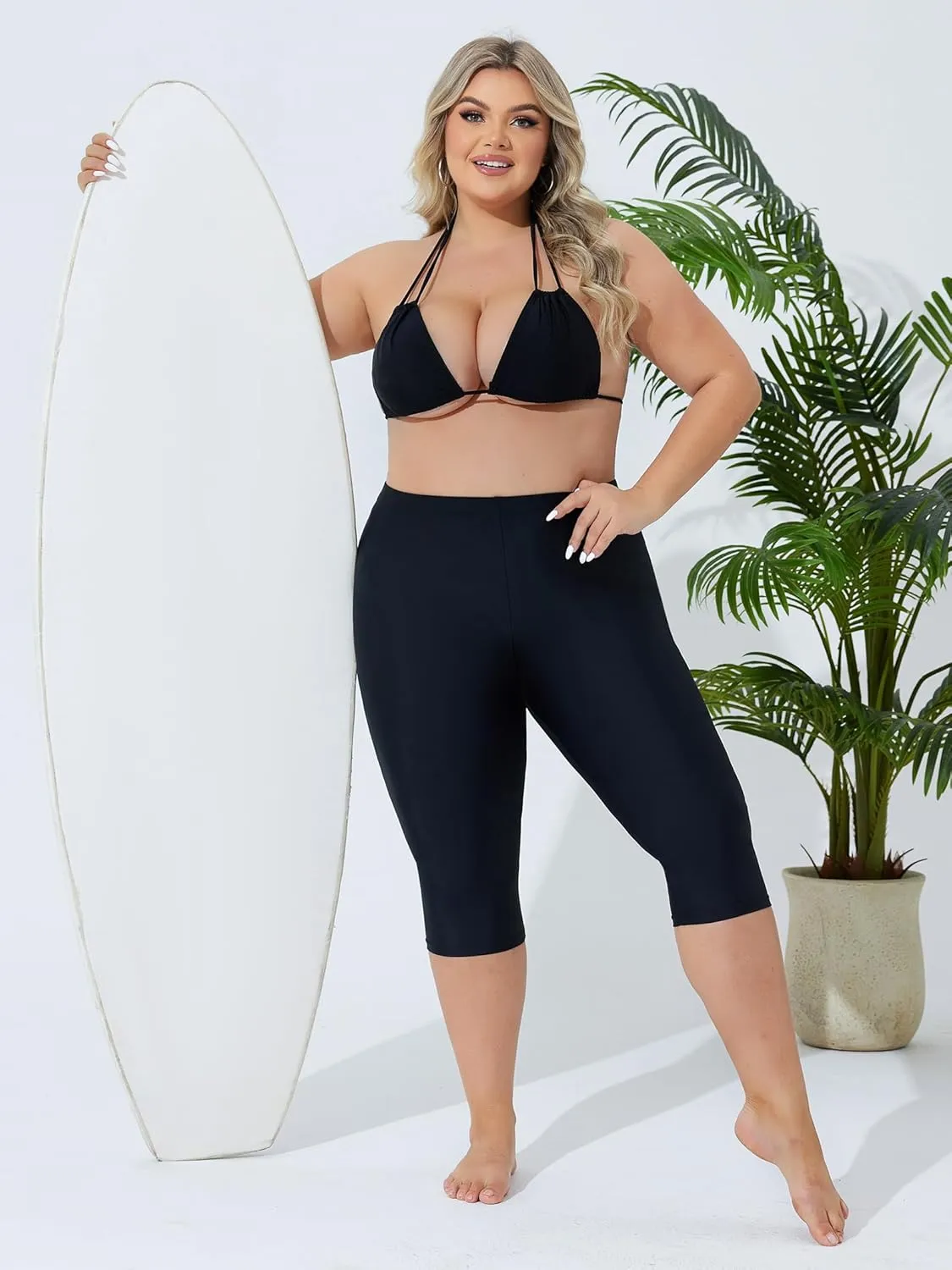 ATTRACO Swim Pants for Women High Waisted Swim Capris Swim Shorts Swimming Leggings