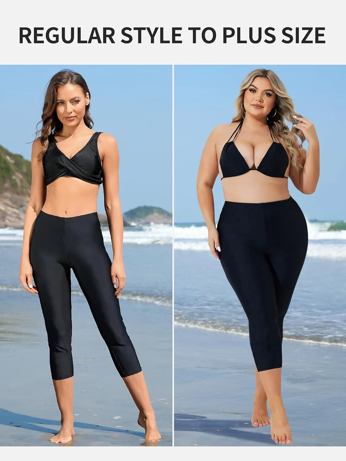 ATTRACO Swim Pants for Women High Waisted Swim Capris Swim Shorts Swimming Leggings