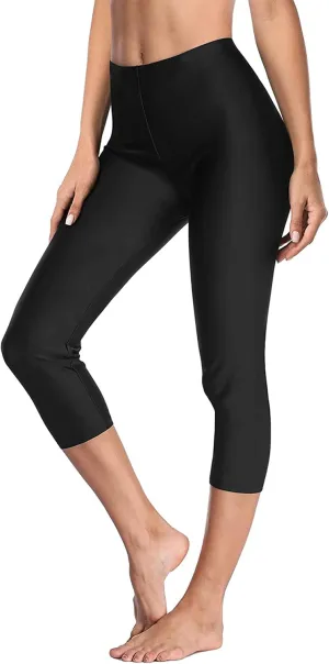 ATTRACO Swim Pants for Women High Waisted Swim Capris Swim Shorts Swimming Leggings