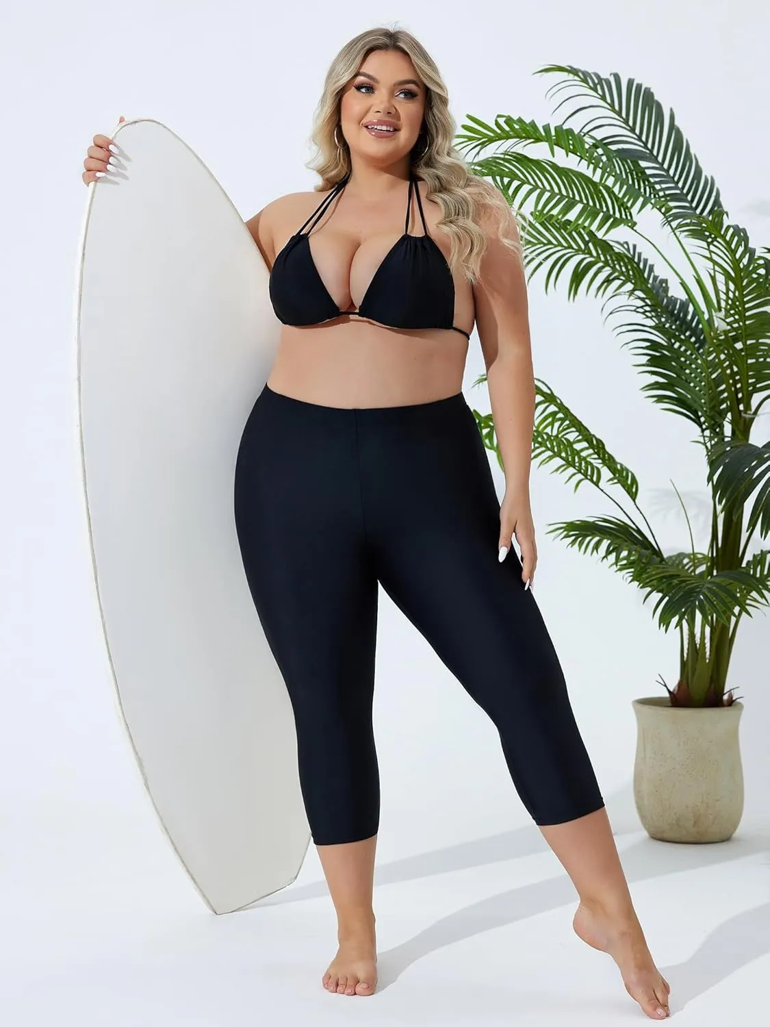 ATTRACO Swim Pants for Women High Waisted Swim Capris Swim Shorts Swimming Leggings