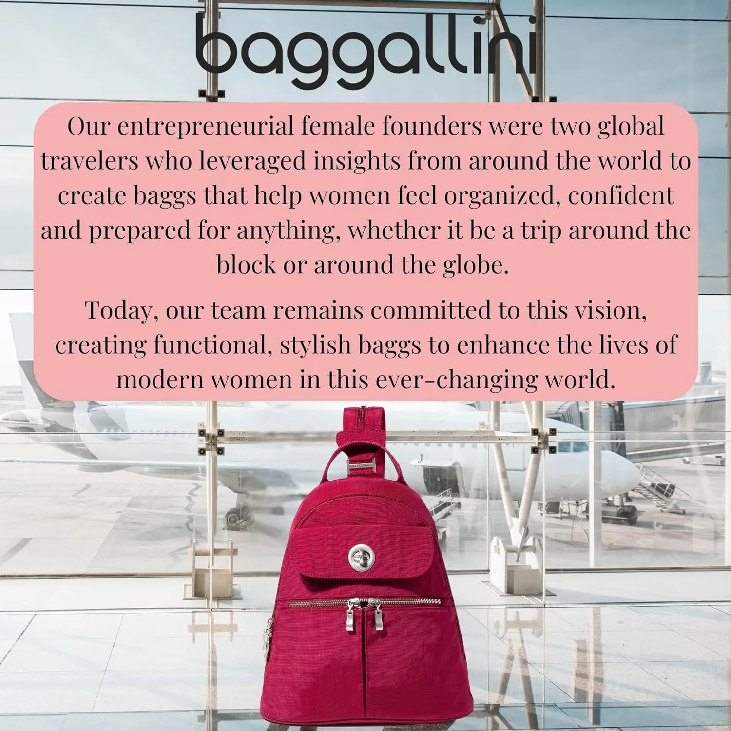 Baggallini Naples Convertible Small Daypack Sling Crossbody, Beet Red